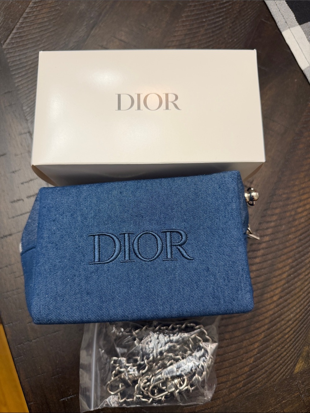 Dior Blue Denim Logo Pouch